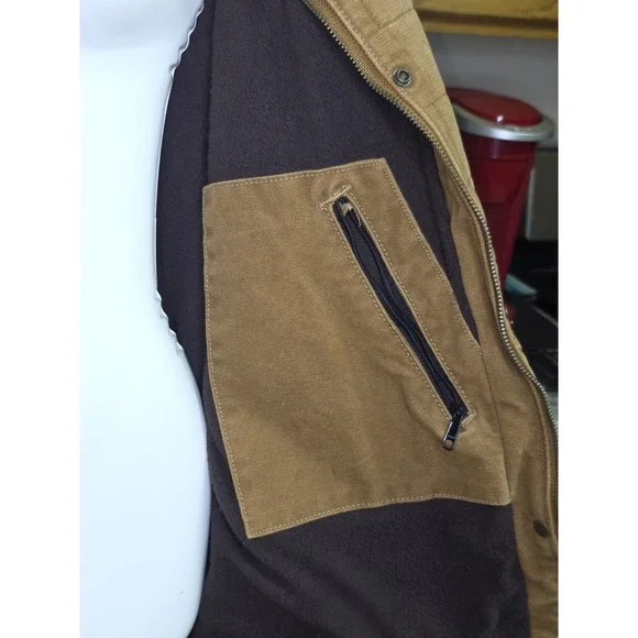 Carhartt Quilted Canvas Work Jacket Brown Corduroy Collar Mens XL - Picture 13 of 15